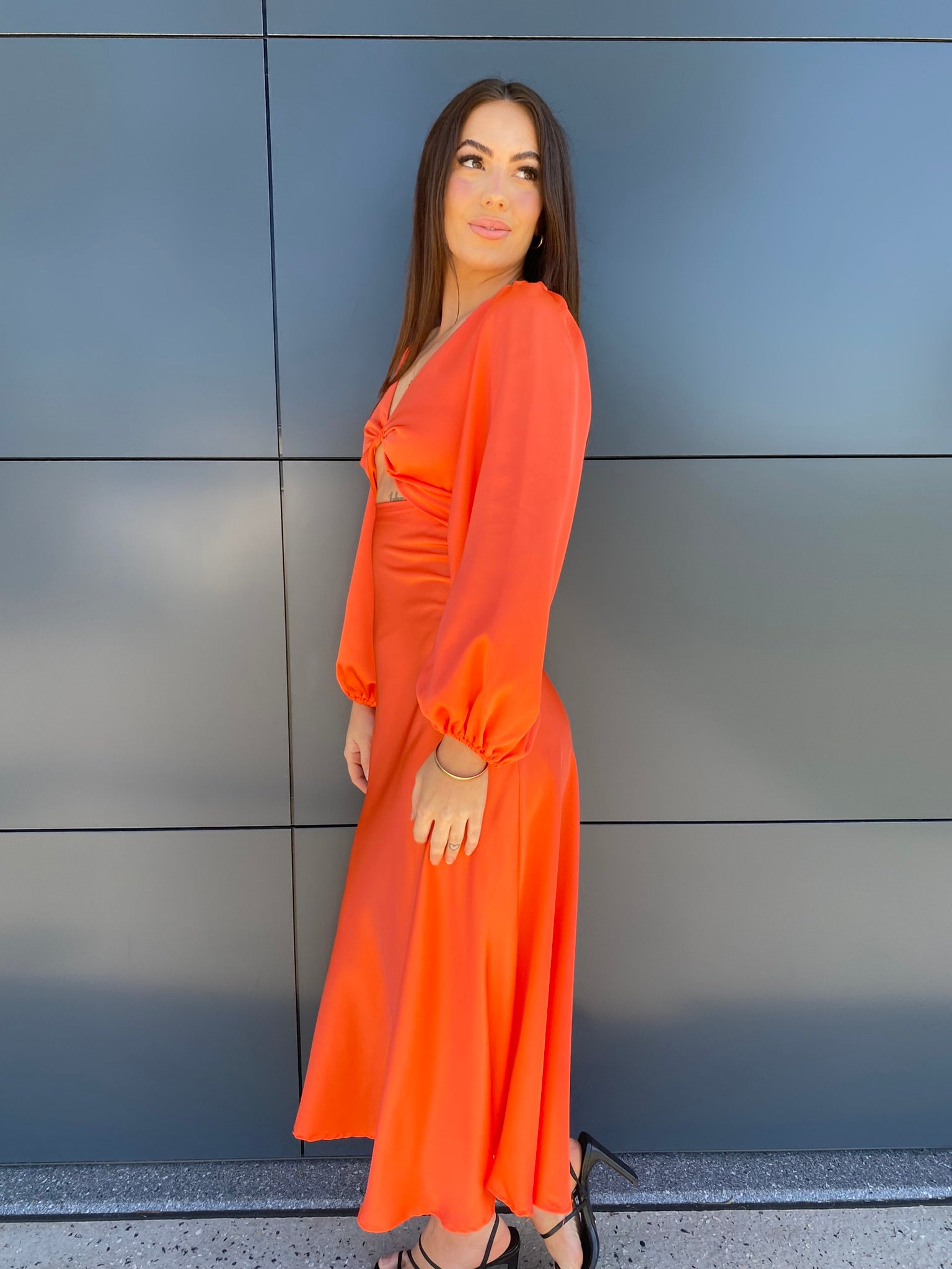 Sunset Goddess Midi Dress- Tangerine