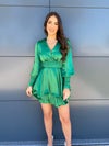Ave Maria Satin Mini Dress- Kelly Green