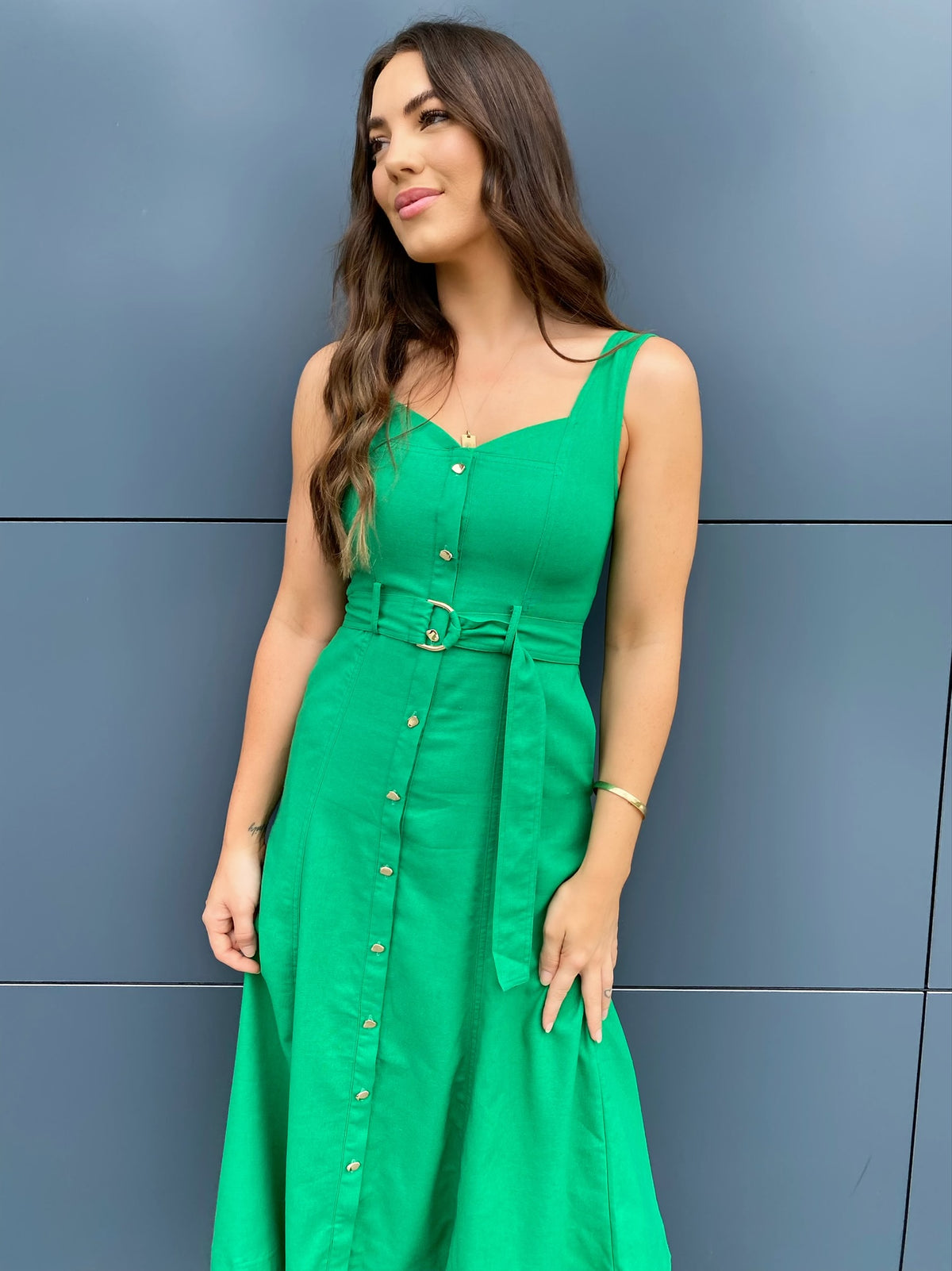 Delrose Midi Dress- Green
