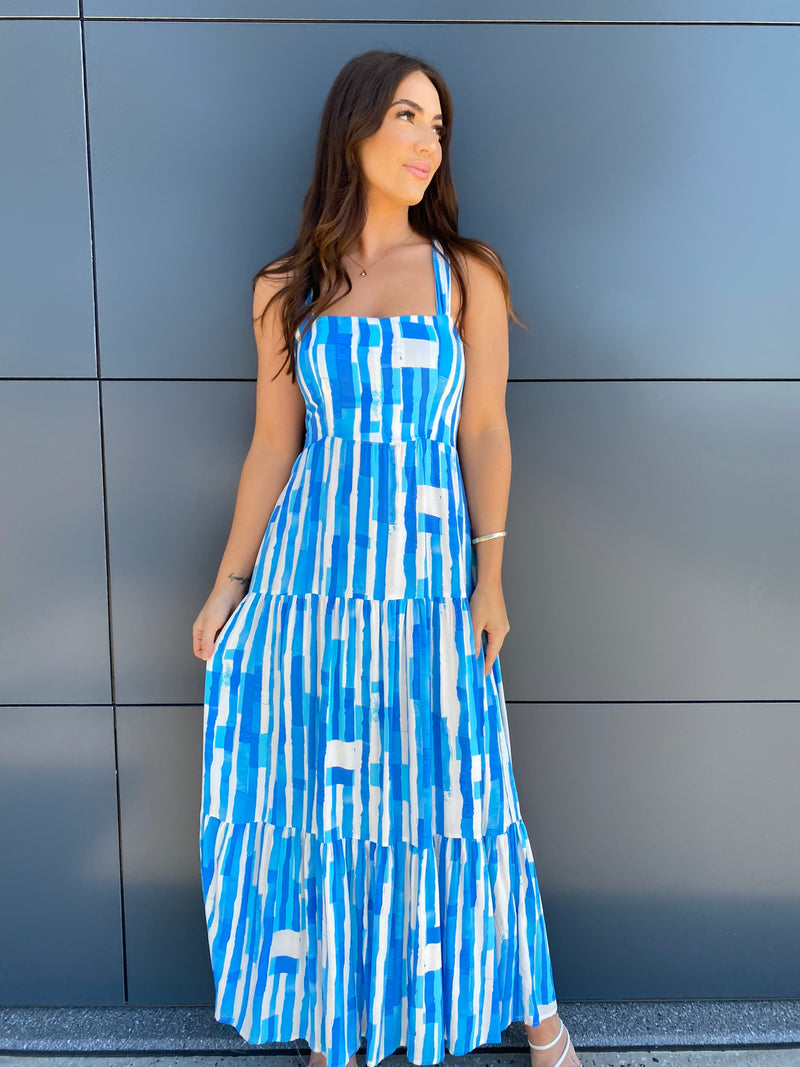 Oceans Away Maxi Dress- Blue