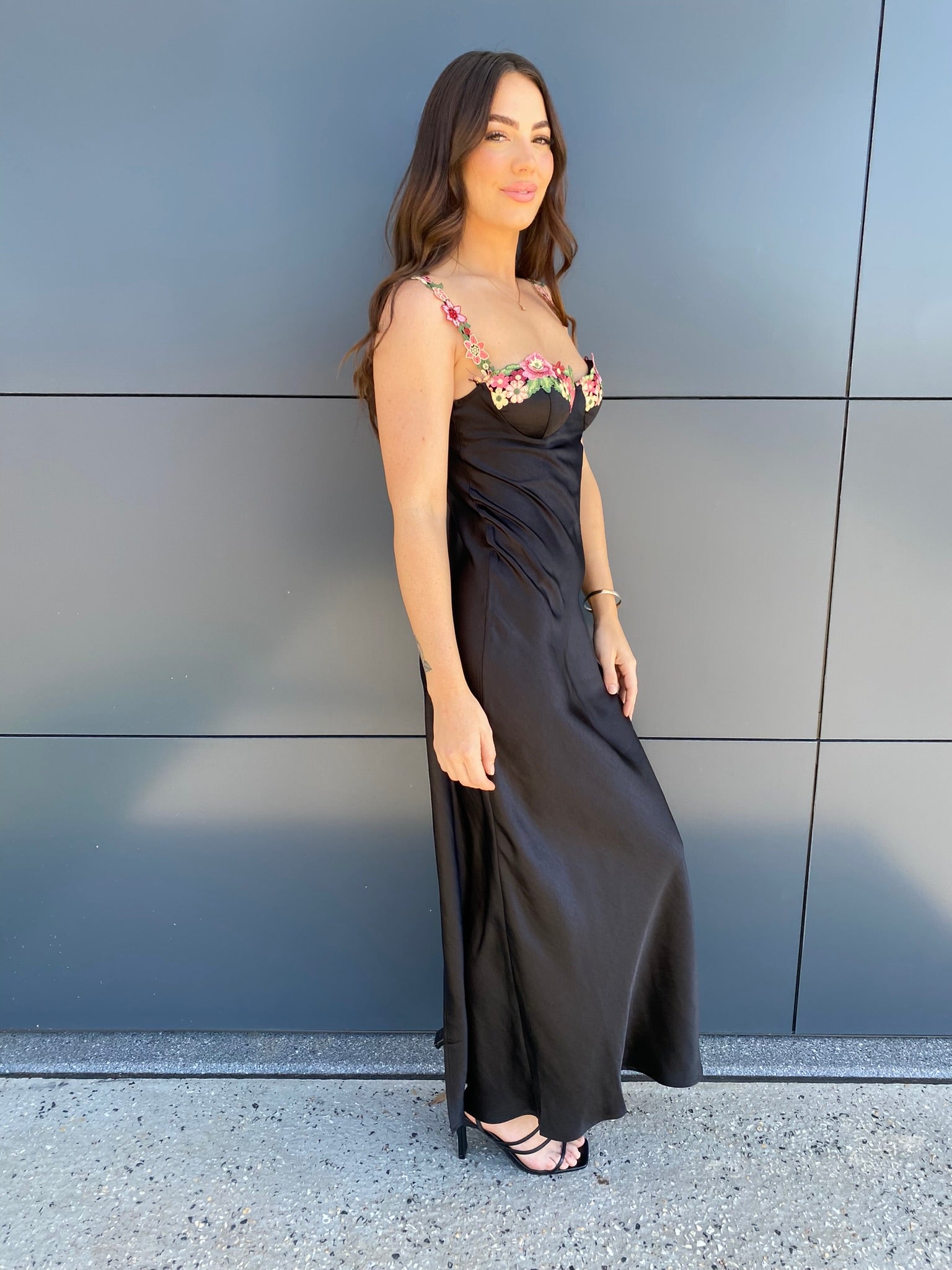St Tropez Satin Dress- Black