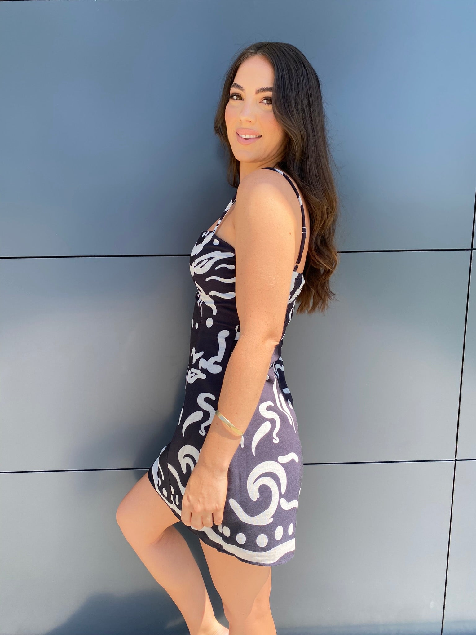 Hermosa Mini Dress- Black/White