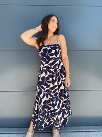 Freya Maxi Dress- Navy/Beige