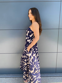 Freya Maxi Dress- Navy/Beige