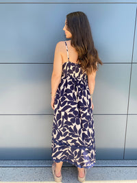 Freya Maxi Dress- Navy/Beige