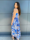 Santorini Sun Maxi Dress- Cobalt/White