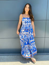 Santorini Sun Maxi Dress- Cobalt/White