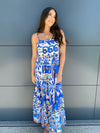 Santorini Sun Maxi Dress- Cobalt/White