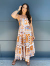 Irena Maxi Dress- Rust/Cornflower