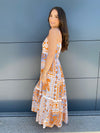 Irena Maxi Dress- Rust/Cornflower