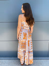 Irena Maxi Dress- Rust/Cornflower