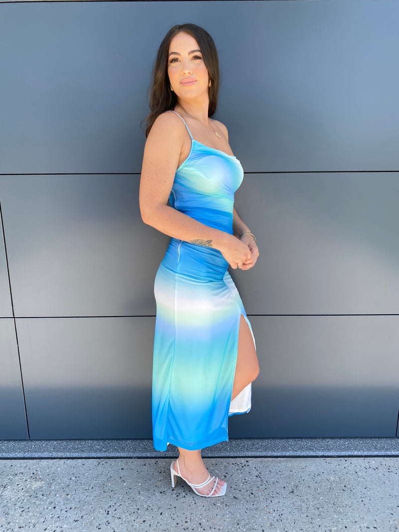 Oceania Midi Dress- Blue Ombre