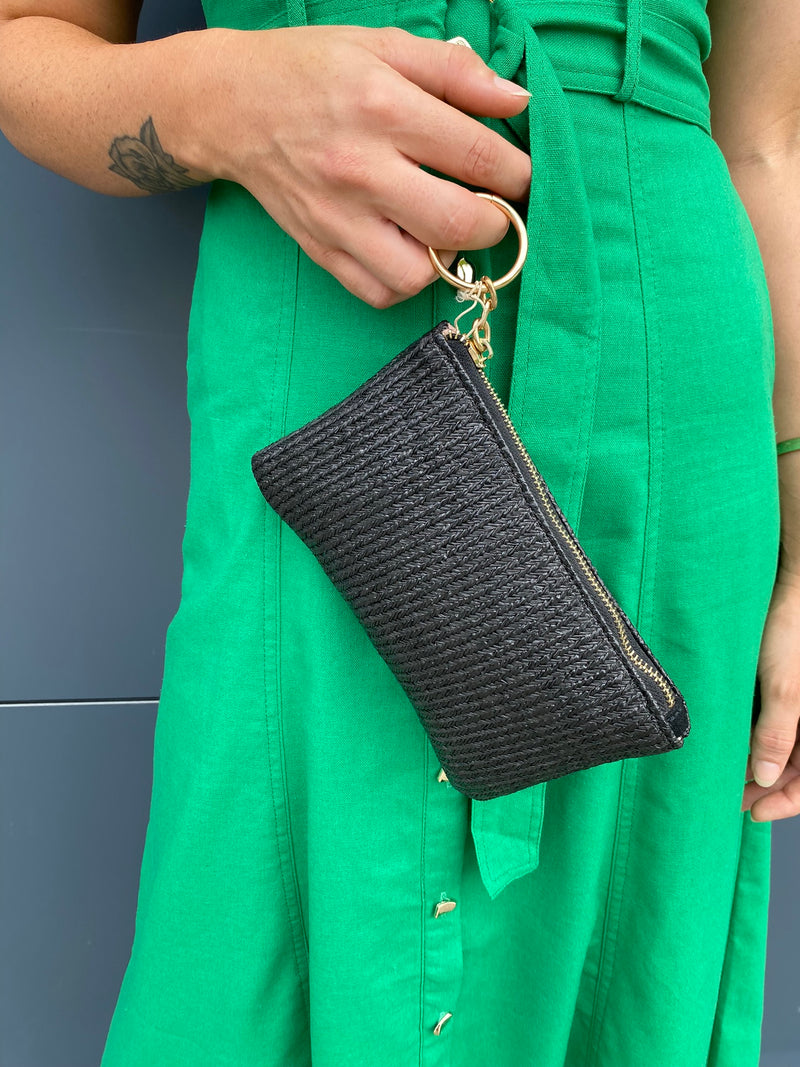 Alecia Ring Weave Pouch - Black